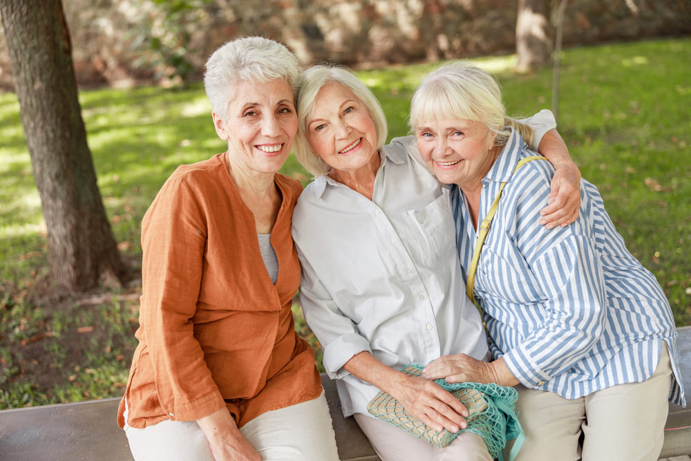 Senior Ladies Sitting Outside at Kelowna VRS Retirement Community